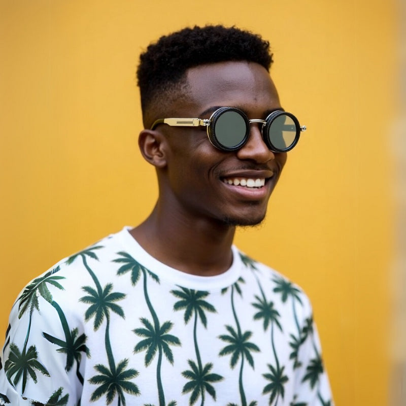 Dimmable Round Frame Sunglasses Aluminum Magnesium Women's Eyewear