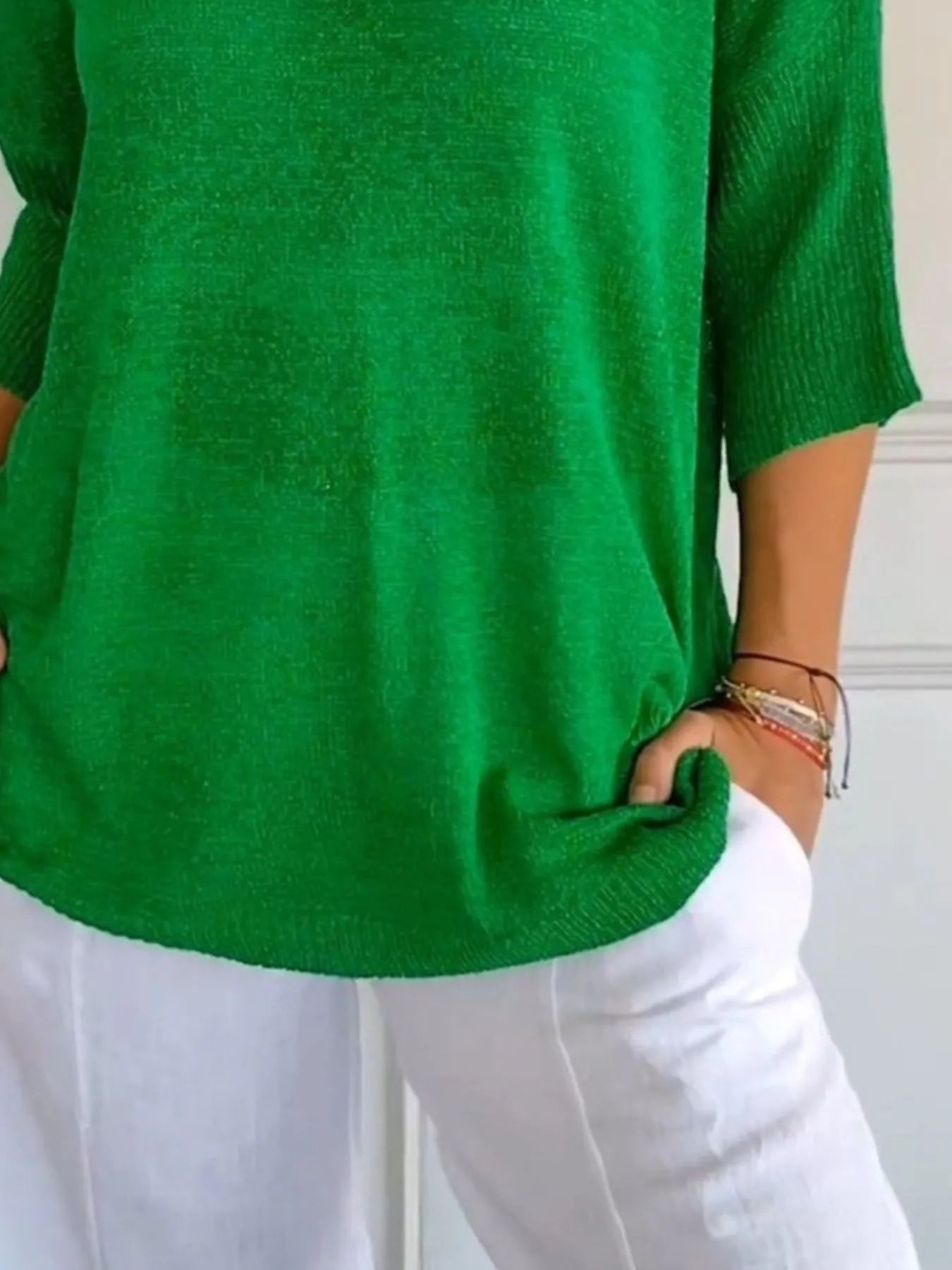 Sarah Express Women's Relaxed Fit Ribbed Hem Sweater Plus Size