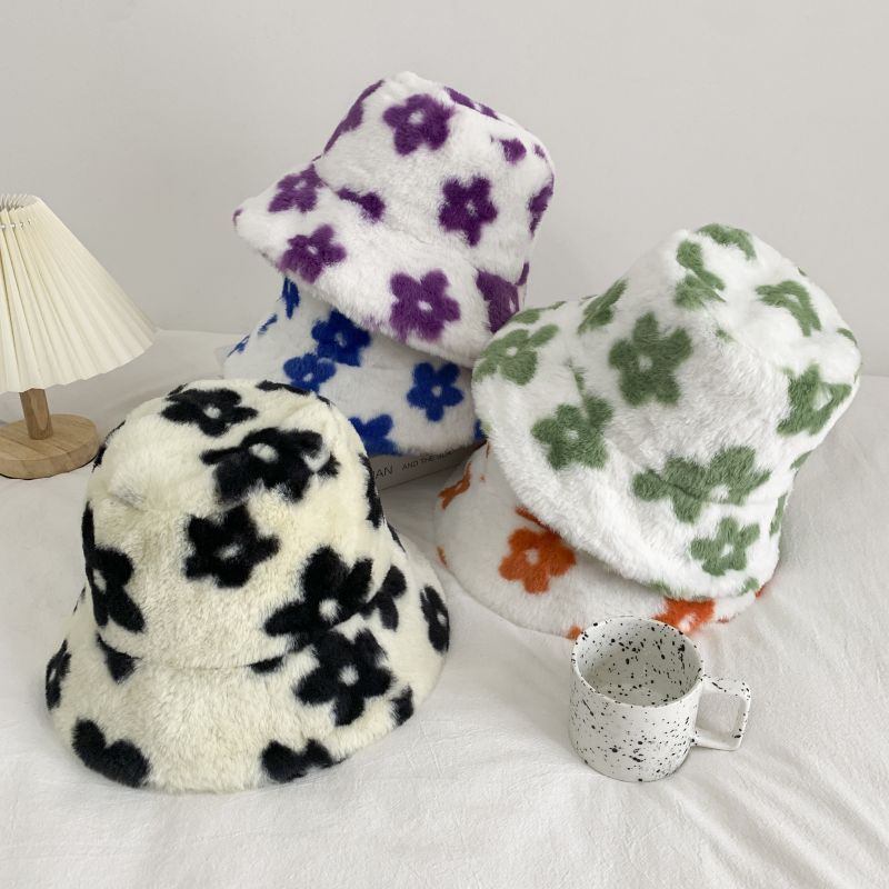Women's Plush Dome Winter Hat with Floral Accent