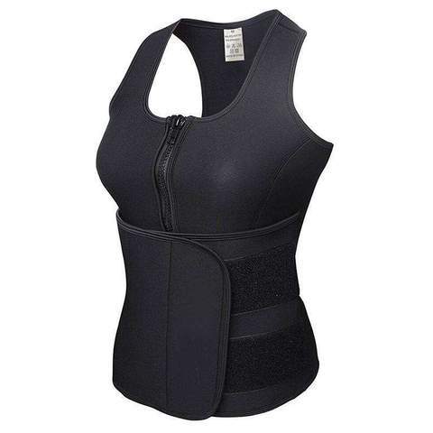 Women's Neoprene Body Sculpting Waist Trainer Vest Zipper Front Sports Waistcoat
