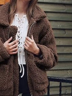 Sarah Express Women's Cozy Fleece Zip Up Jacket Plus Size