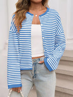 Sarah Express Women's Striped Button-Up Cardigan