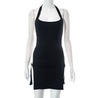 Backless Halter Bodycon Dress Mini Hollow-Out