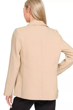 Sarah Express Women’s Lined Open-Front Lapel-Free Blazer for Work Office