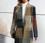 Women's Printed Stand Collar Trench Coat Long Sleeve Mid Length Korean Style Outerwear