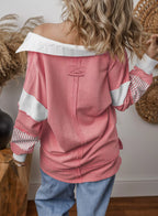 Sarah Express Women's Striped Color Block Long Sleeve Sweatshirt