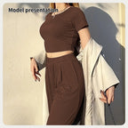 Sarah Express Women's Two Piece Suit Set Cropped Jacket and Pants