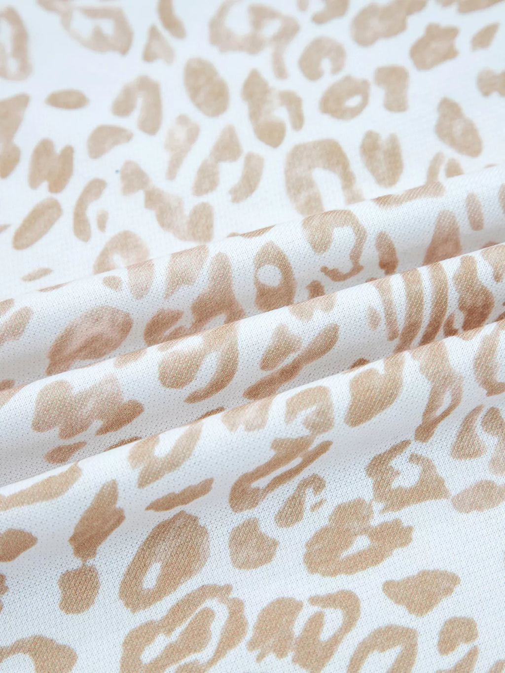 Sarah Express Women's Leopard Ruffle Detail Ribbed Trim Round Neck Sweatshirt