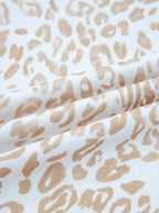 Sarah Express Women's Leopard Ruffle Detail Ribbed Trim Round Neck Sweatshirt