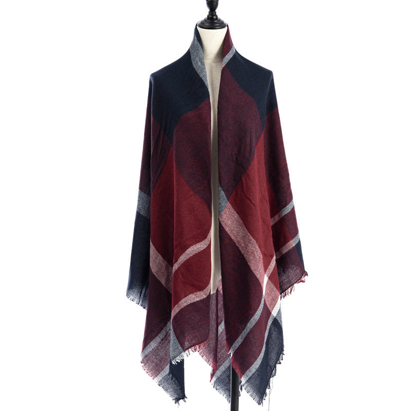 Women's Oversized Square Scarf Cashmere-like Double-Sided Shawl 140cm Woven Fall Winter Accessory