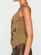 Sarah Express Women's Sequin Butterfly Scoop Neck Cami