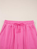 Sarah Express Women's Solid Color Collared Pullover and Central Seam Pants Set