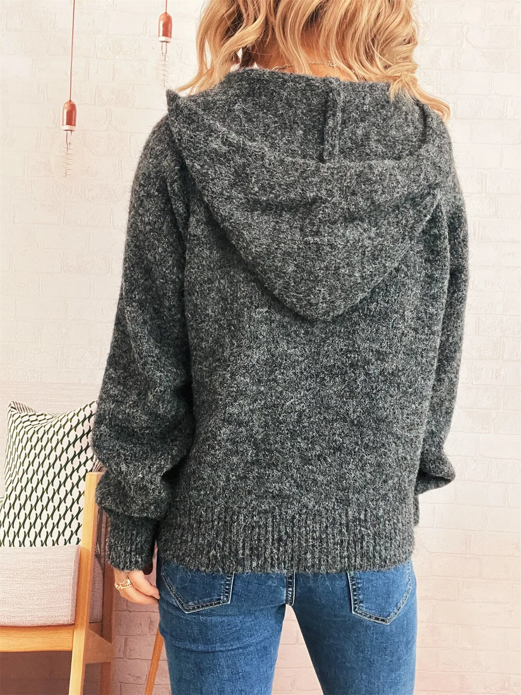 Sarah Express Women's Quarter Zip Ribbed Hem Sweater