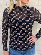 Sarah Express Women's Game Day Mesh Sheer Long Sleeve Top