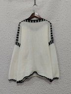 Sarah Express Women's Contrast Trim Oversized Sweater