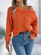 Sarah Express Women's Off-Shoulder Cable Knit Sweater
