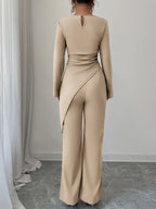 Sarah Express Women's Asymmetric Long Sleeve Top and Pants Set