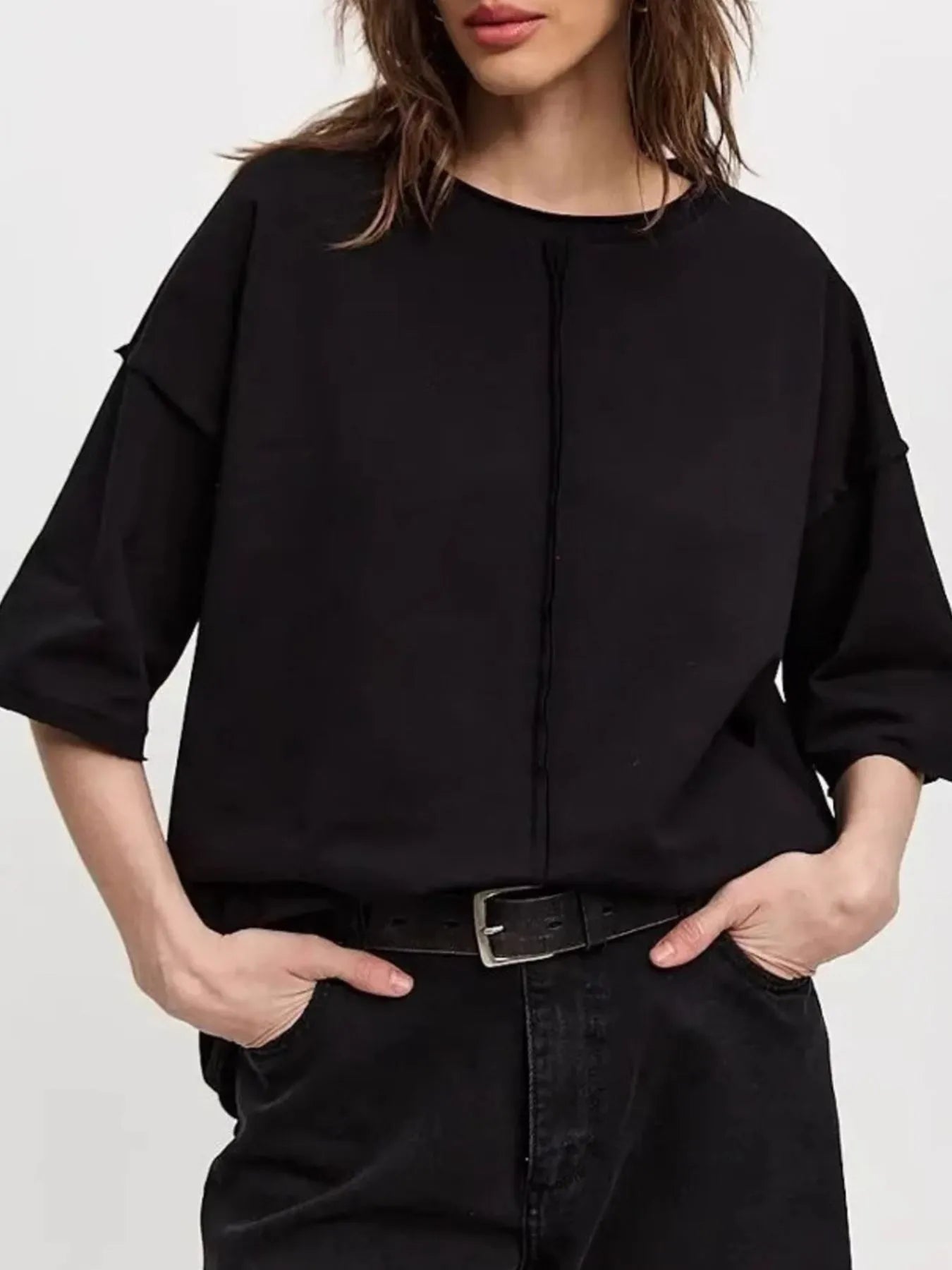 Sarah Express Women's Round Neck Half Sleeve T-Shirt - Oversized Basic Style