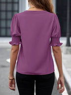 Sarah Express Women's Notched Half Sleeve Blouse