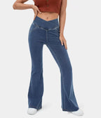 Women's Mid-Waist Bell Bottom Flare Jeans Denim Pants