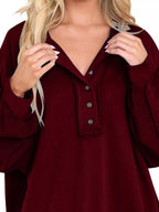 Sarah Express Women's Half Snap Long Sleeve Sweatshirt