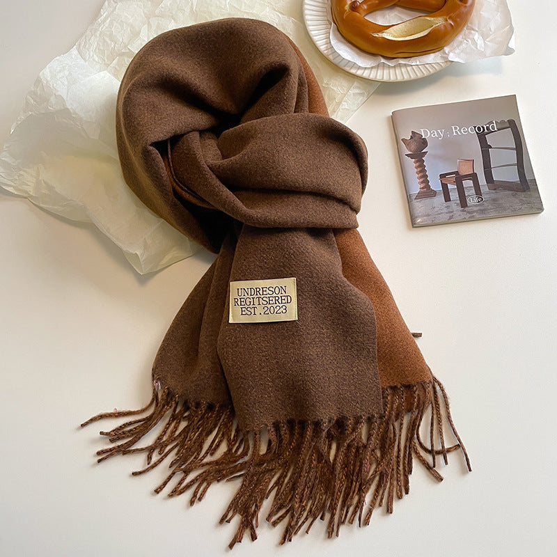 Women's Double-Sided Cashmere-Feel Scarf Winter Warm Oversized Wrap Fall Winter Casual