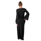 Sarah Express Women's Long Sleeve Maxi Dress Solid Color Belted Casual