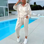 Sarah Express Women's Hooded Sweatshirt Two-Piece Matching Set Loungewear Athleisure