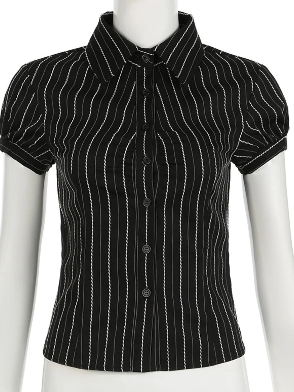 Sarah Express Women's Striped Button-Down Collared Shirt