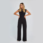 Women's V-Neck Sleeveless Wide Leg Jumpsuit High Waist