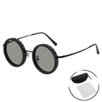 Dimmable Round Frame Sunglasses Aluminum Magnesium Women's Eyewear