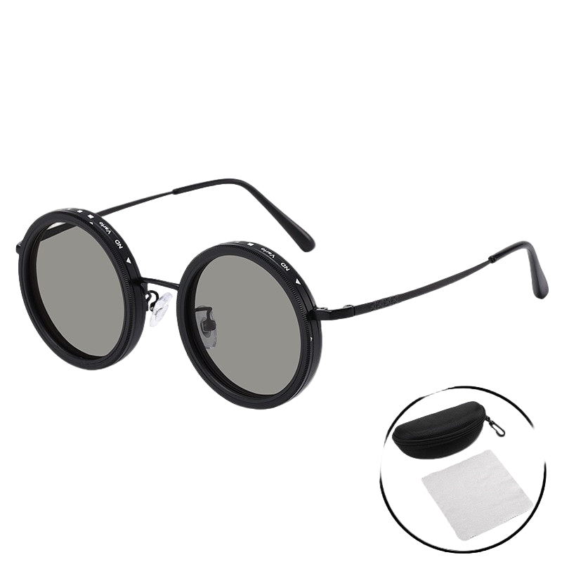 Dimmable Round Frame Sunglasses Aluminum Magnesium Women's Eyewear