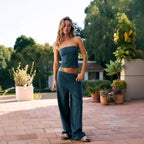 Striped Two-Piece Suit Set Sleeveless Top Trousers Women's Casual