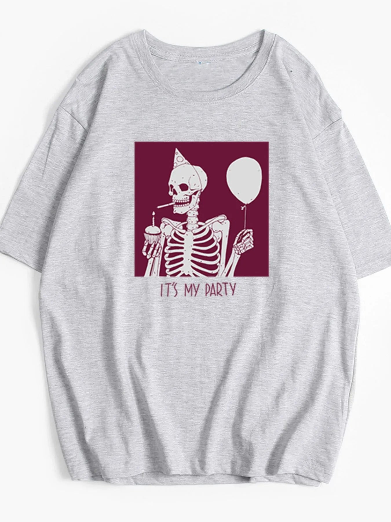 Sarah Express Women's Plus Size Graphic Round Neck Half Sleeve T-Shirt Beige Gray