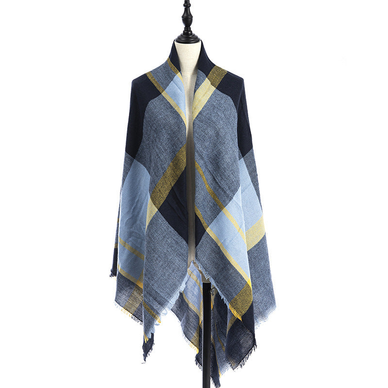 Women's Oversized Square Scarf Cashmere-like Double-Sided Shawl 140cm Woven Fall Winter Accessory