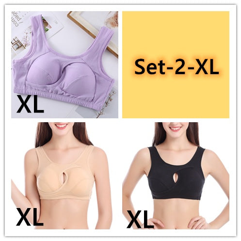 Women's Plus Size Wireless Cotton Comfort Bra Removable Padding