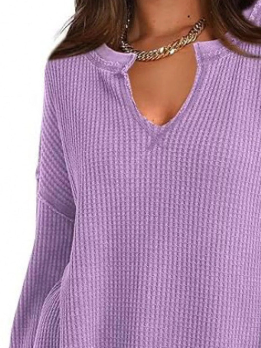 Sarah Express Women's Waffle Knit Long Sleeve Sweatshirt