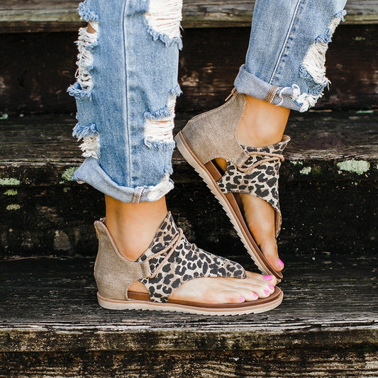 Sarah Express Women's Animal Print Open-Toe Sandals | Slip-On Heeled Slides