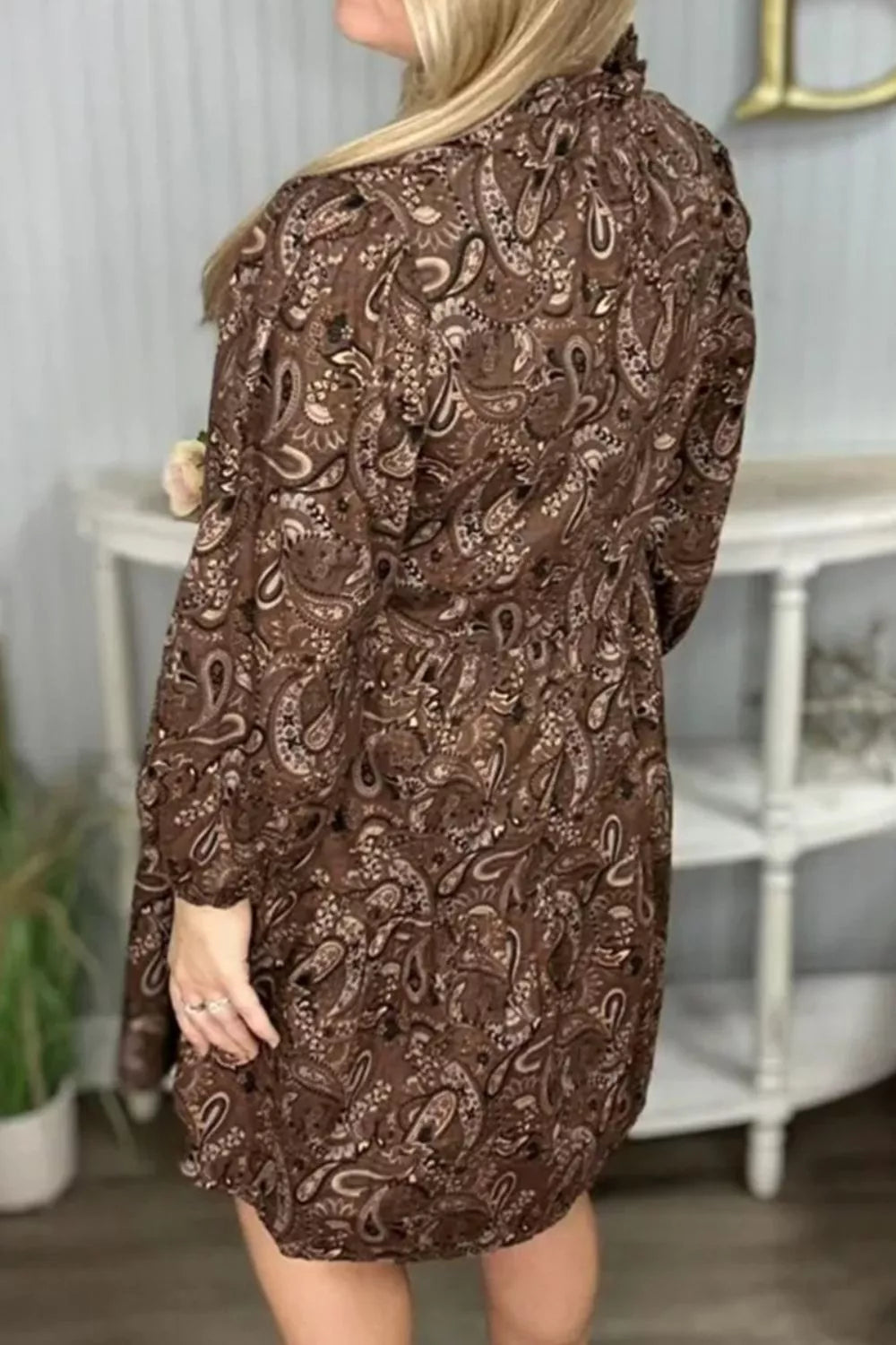 Sarah Express Women's Paisley Print Notched Mini Dress