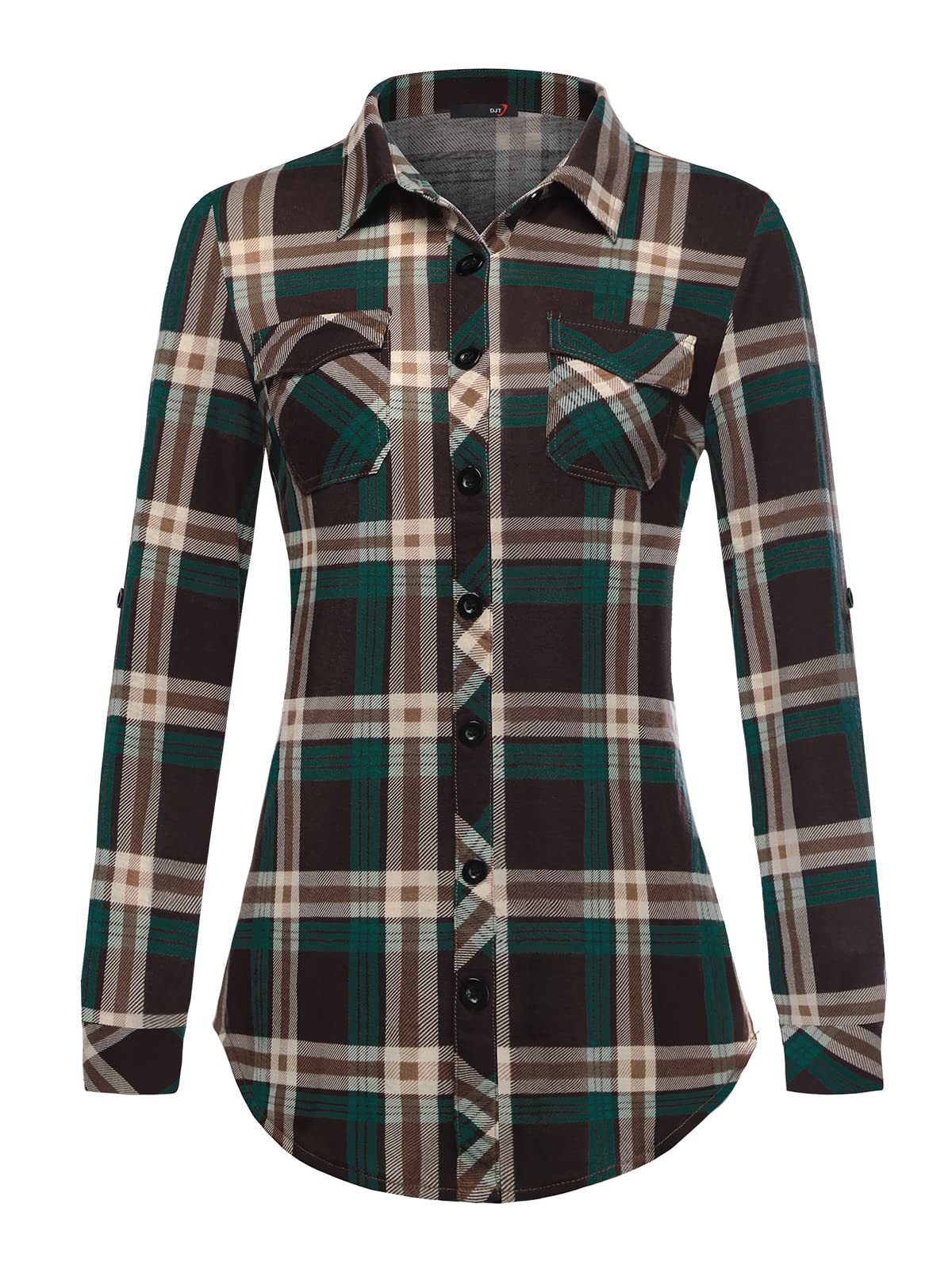 Women's Plaid Button Front Shirt Long Sleeve Casual Cardigan