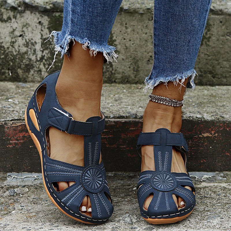 Sarah Express Cutout Round-Toe Velcro Beach Sandals