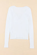 Sarah Express Women's Crisscross V Neck Long Sleeve Knit Top