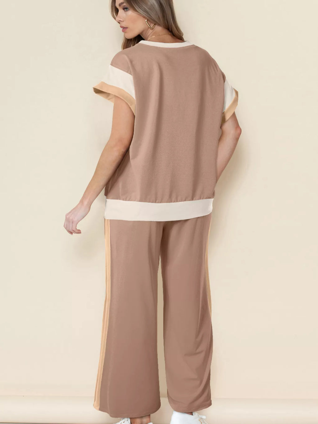 Sarah Express Women's Color Block Detail Casual Two-Piece Set