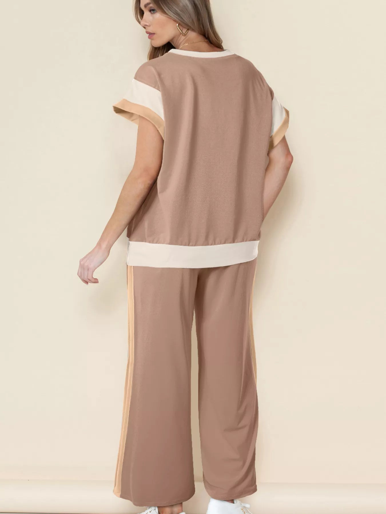 Sarah Express Women's Color Block Detail Casual Two-Piece Set