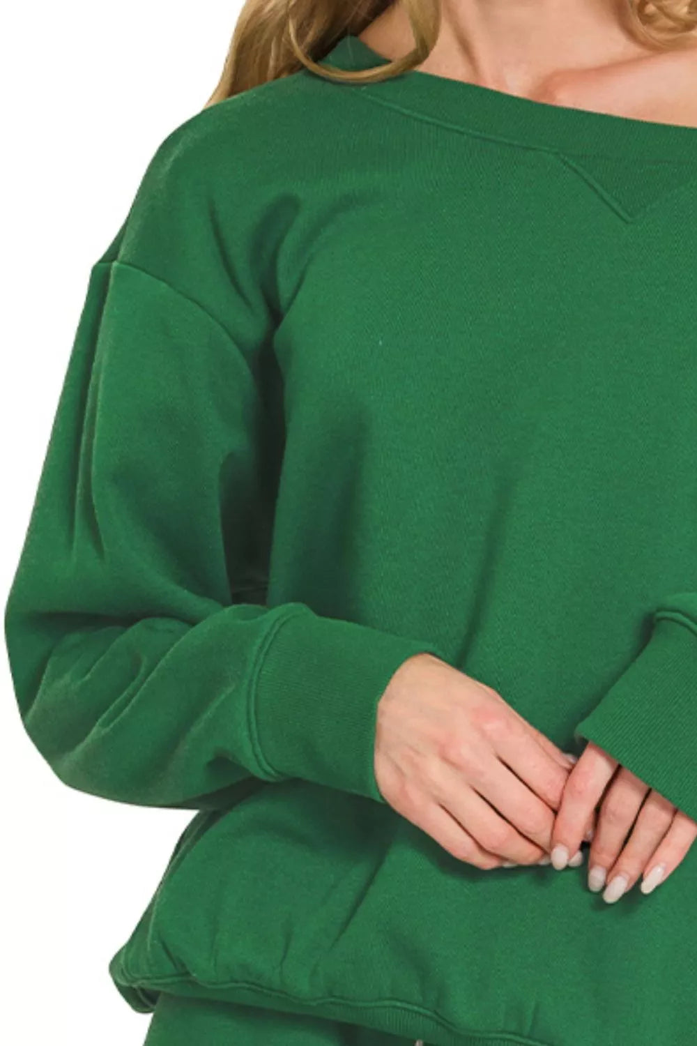 Fleece Boat Neck Sweatshirt and Shorts Set