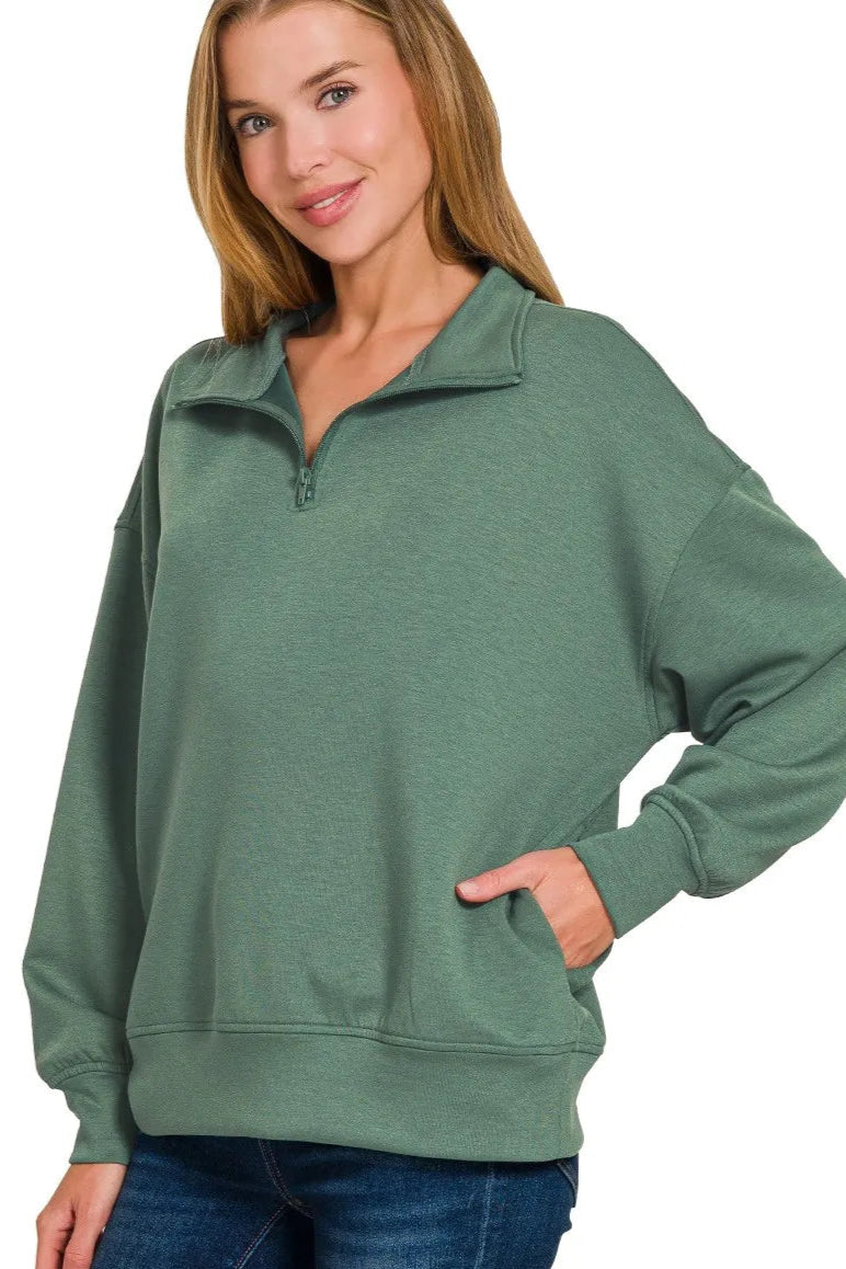 Sarah Express Women’s Scuba Quarter-Zip Sweatshirt Casual All-Season