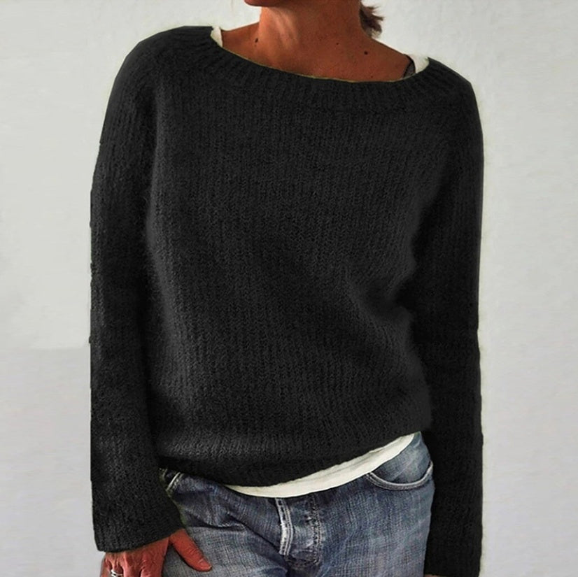 Women's Knit Sweater Casual Plain Fine Wool Moderate Thickness Long Sleeve