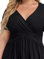 Sarah Express Women's Plus Size Surplice Short Sleeve T-Shirt