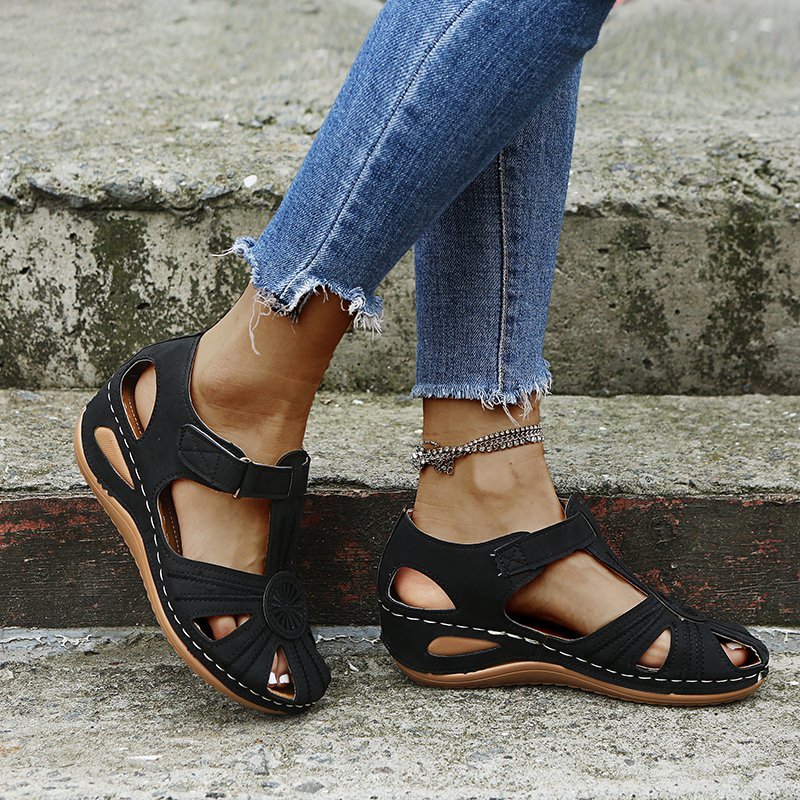 Sarah Express Cutout Round-Toe Velcro Beach Sandals