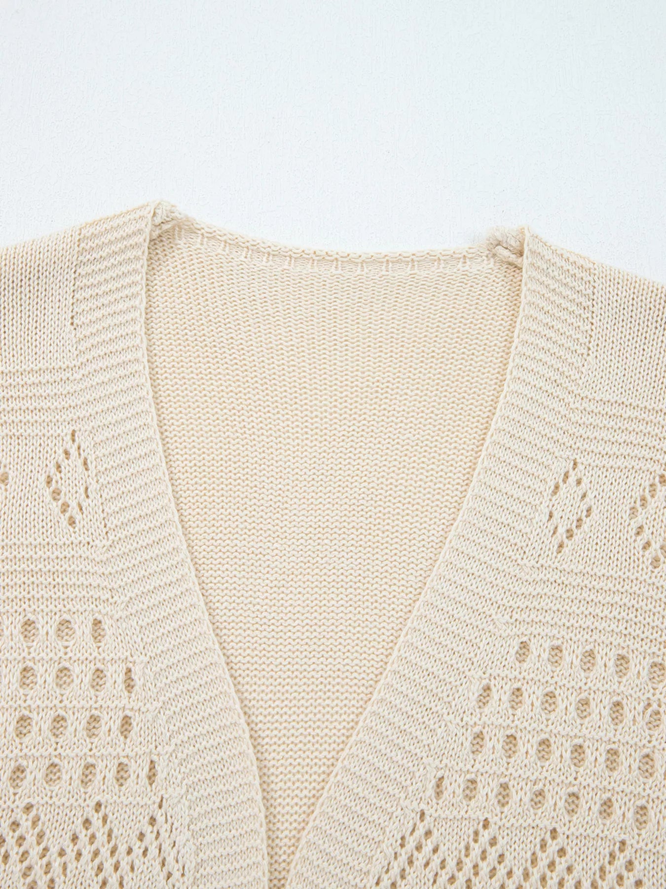 Sarah Express Women's Hollowed Knit Open Front Cardigan